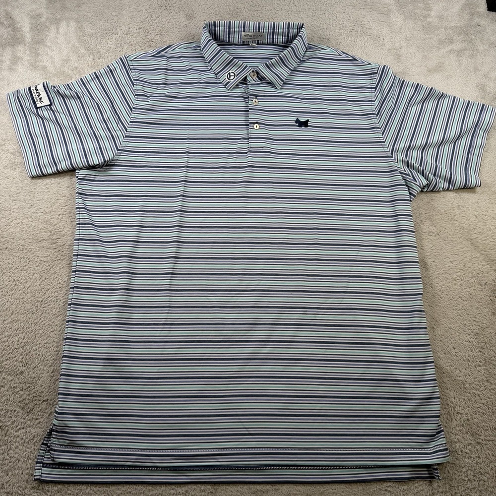 Peter Millar Scotty Cameron Polo Mens 2XL Blue Striped Summer Comfort Dog Shirt